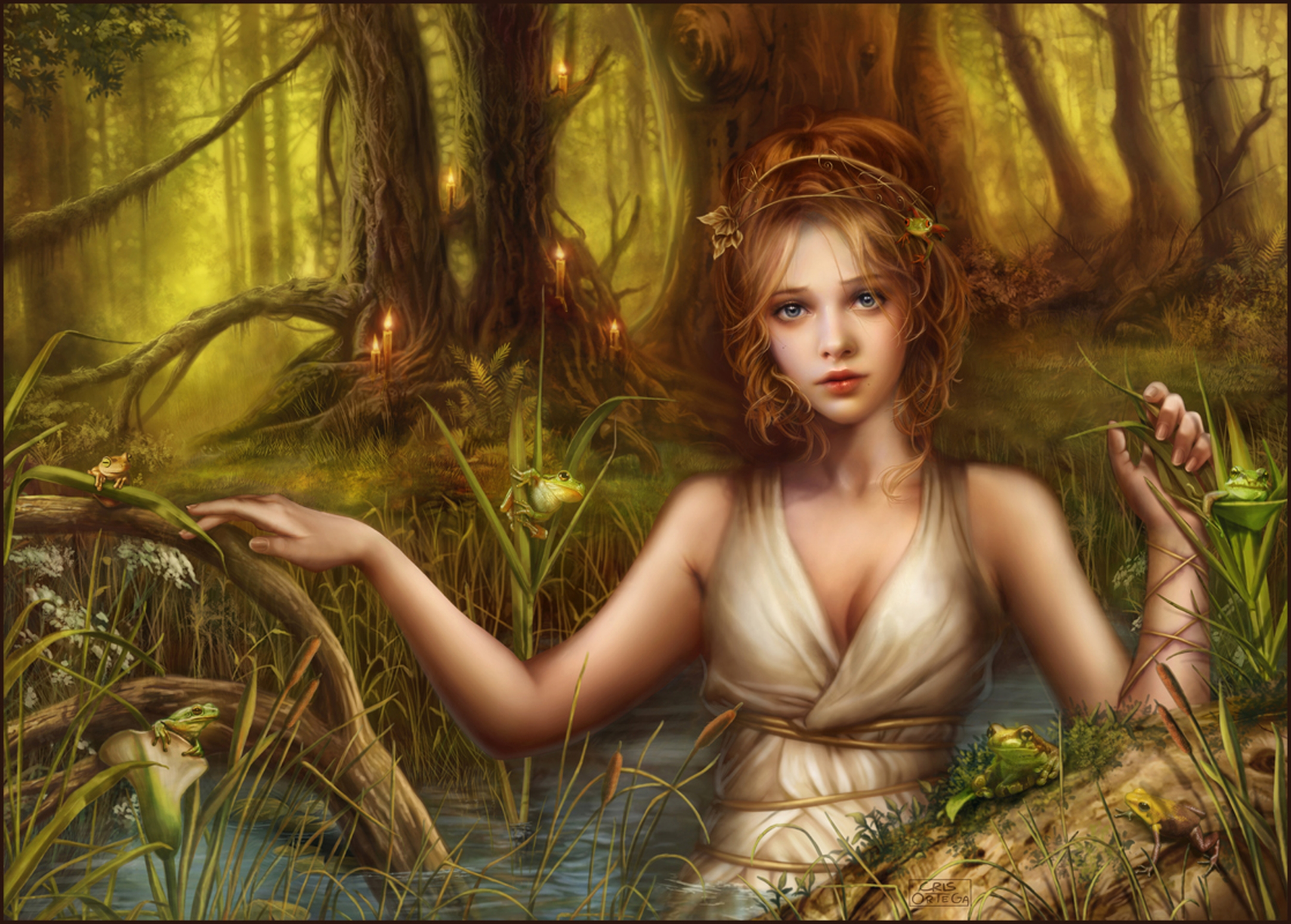 Красивая сказочная девушка. Нимфа Лотис. Альвы эльфы. Ютурна богиня.