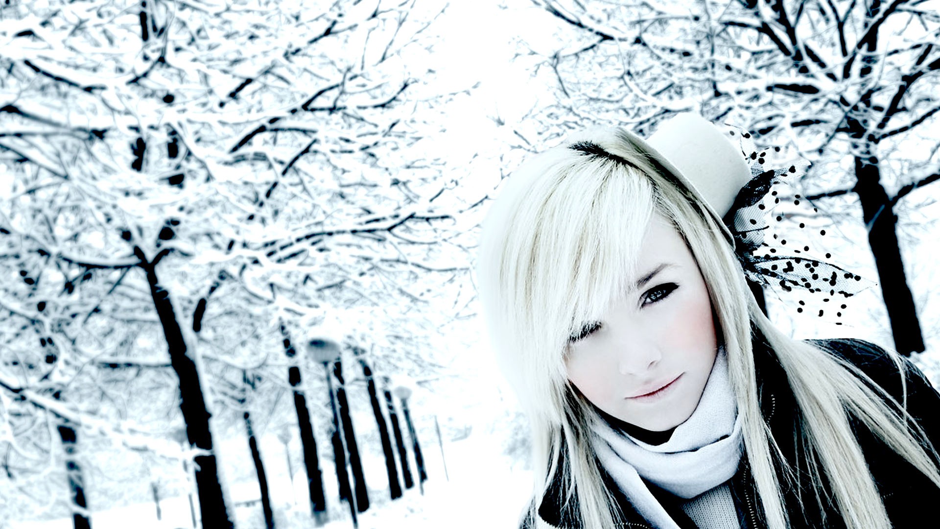 девушка блондинка снег girl blonde snow скачать