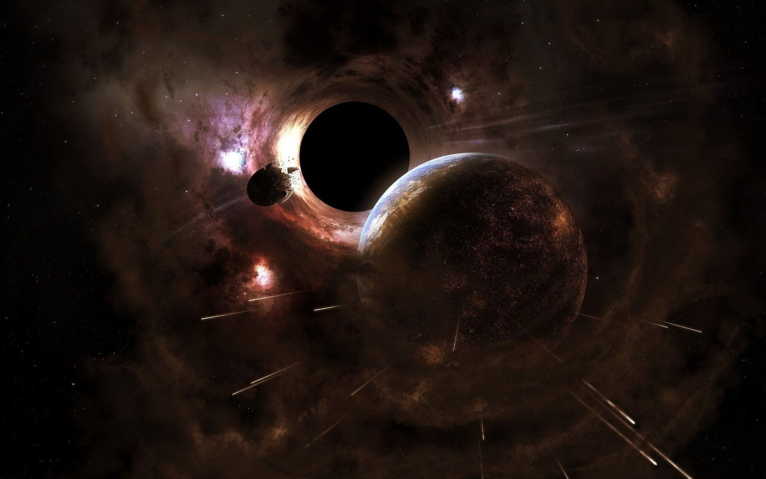 Обои черная дыра засасывающая солнце картинки на рабочий стол на тему Космос - скачать без смс