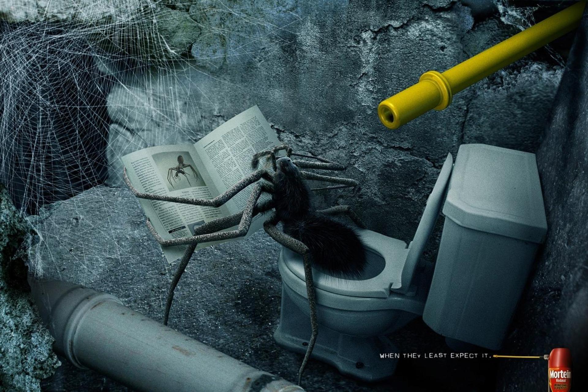 Спайдер туалет. Креативная реклама. Канализационный паук. Креативная реклама унитазов.