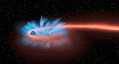 Чёрная дыра разрывает звезду на части